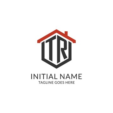 Initial logo TR monogram with home roof hexagon shape design, simple and minimal real estate logo design
