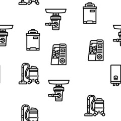 Appliances Domestic Technology Vector Seamless Pattern Thin Line Illustration