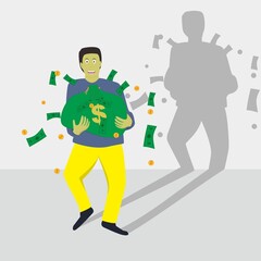 vector illustration flat design bring money theme,suitable for visual content in social media