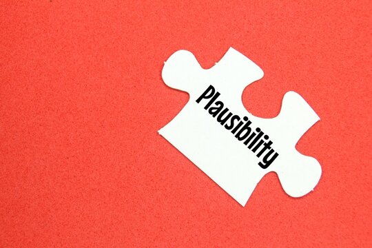 a white puzzle with the word plausibility