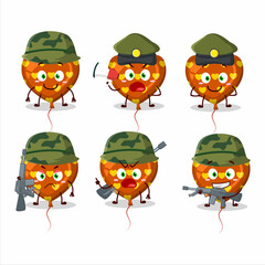 A charming soldier orange love balloon cartoon picture bring a gun machine