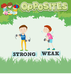 Opposite words for strong and weak