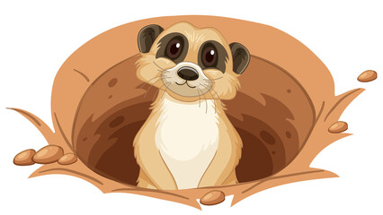 Obraz premium A meerkat in a hole in cartoon style
