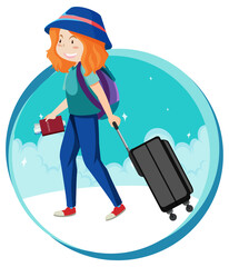 Woman travel holiday theme with backpack and luggage