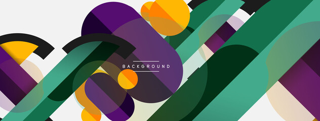 Geometric shapes composition abstract background. Circles lines and rectangles. Vector illustration for wallpaper banner background or landing page