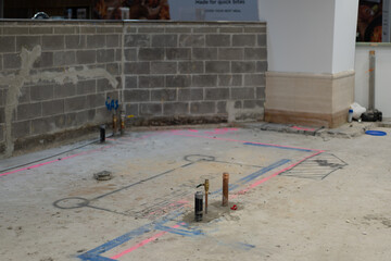 construction site of retail shop being built