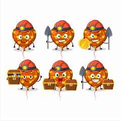 miners orange love balloon cute mascot character wearing helmet
