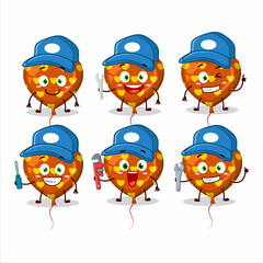 mechanic orange love balloon cute mascot character with pliers