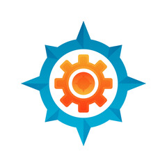 gear compass logo design template icon