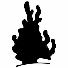 Coral Black Silhouette Illustration Isolated on White Background.