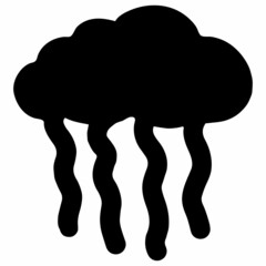 Jellyfish Black Silhouette Illustration Isolated on White Background.
