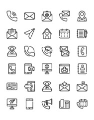 Contact Us Icon Set 30 isolated on white background
