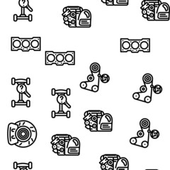 Car Service Technical Maintenance Vector Seamless Pattern Thin Line Illustration