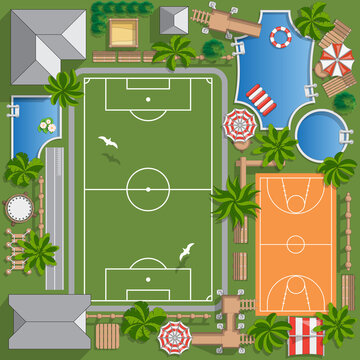 Playground. View From Above. Vector Illustration.