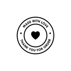 Made with love sticker design vector isolated