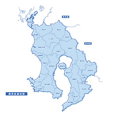 鹿児島県地図 シンプル淡青 市区町村