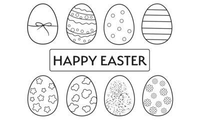 イースター　たまご　手描き　イラスト　セット（塗りなし）