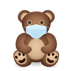 Teddy bear with medical mask