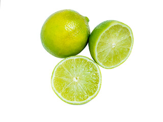 lime with half of lime isolated on the white background.