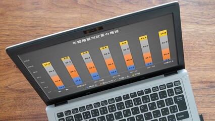 年齢階層別貯蓄の増減グラフ（パソコン）貯金 預金 銀行 口座