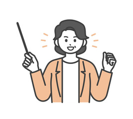 ビジネスパーソンが指し棒で説明するイラスト素材