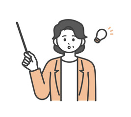 ビジネスパーソンが指し棒で説明するイラスト素材