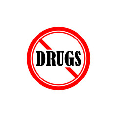 Stop drugs, no drugs icon isolated on white background