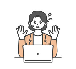 女性社員がパソコンを操作するイラスト素材