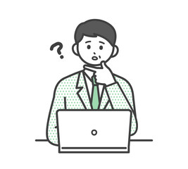男性社員がパソコンを操作するイラスト素材