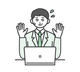 男性社員がパソコンを操作するイラスト素材