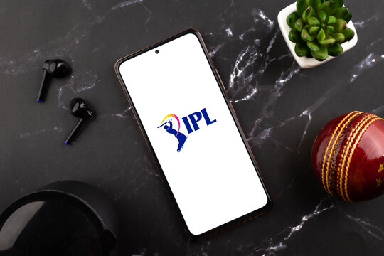 West Bangal, India - March 18, 2022 : IPL indian premier league logo on phone screen stock image.
