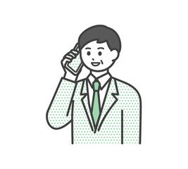 ビジネスパーソンがスマートフォンで連絡するイラスト素材