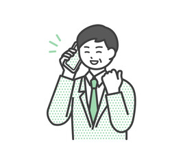 ビジネスパーソンがスマートフォンで連絡するイラスト素材
