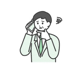 ビジネスパーソンがスマートフォンで連絡するイラスト素材