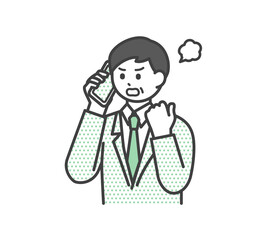 ビジネスパーソンがスマートフォンで連絡するイラスト素材