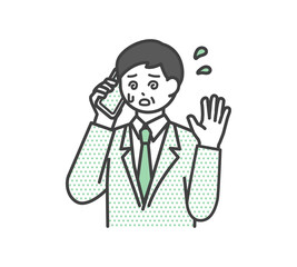 ビジネスパーソンがスマートフォンで連絡するイラスト素材