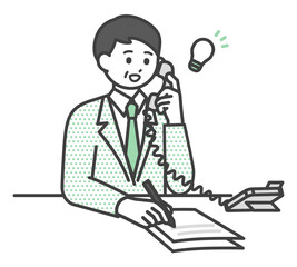 電話対応をするビジネスパーソンのイラスト素材