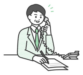 電話対応をするビジネスパーソンのイラスト素材