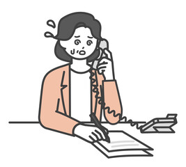 電話対応をするビジネスパーソンのイラスト素材