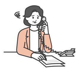 電話対応をするビジネスパーソンのイラスト素材