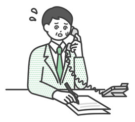電話対応をするビジネスパーソンのイラスト素材