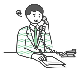 電話対応をするビジネスパーソンのイラスト素材