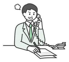 電話対応をするビジネスパーソンのイラスト素材