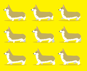 Animal Animation Sequence Dog Pembroke Welsh Corgi Walking Cartoon Vector Cream Coat