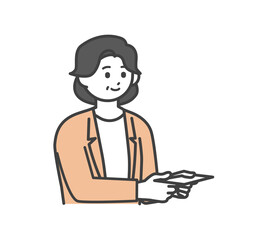 名刺を差し出す若い女性社員ののイラスト素材