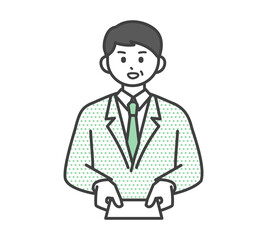 名刺を差し出す若い男性社員ののイラスト素材