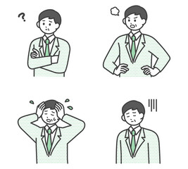 男性社員のネガティブな表情のイラスト素材