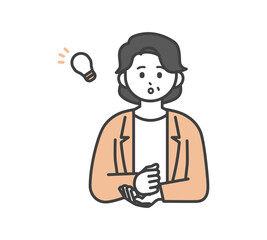 女性社員がひらめく表情のイラスト素材