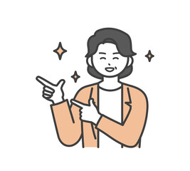 女性社員が指を刺しているイラスト素材