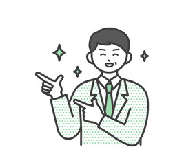 男性社員が指を刺しているイラスト素材